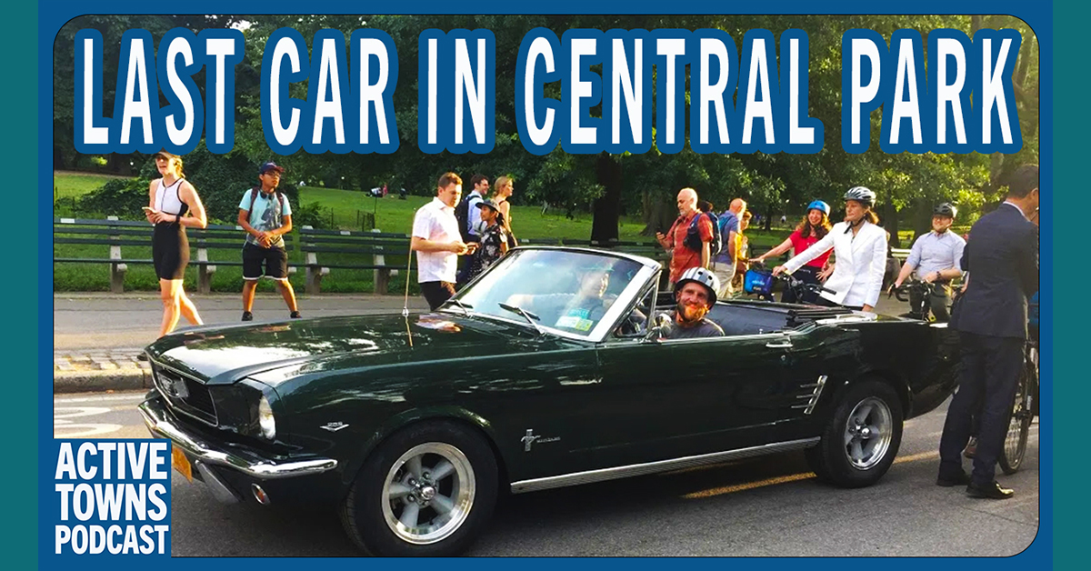 Paul driving a convertable classic Mustang - the last car in NYC's Central Park